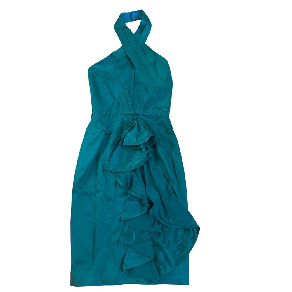Zac Posen Green Silk Halter Dress Size 0
